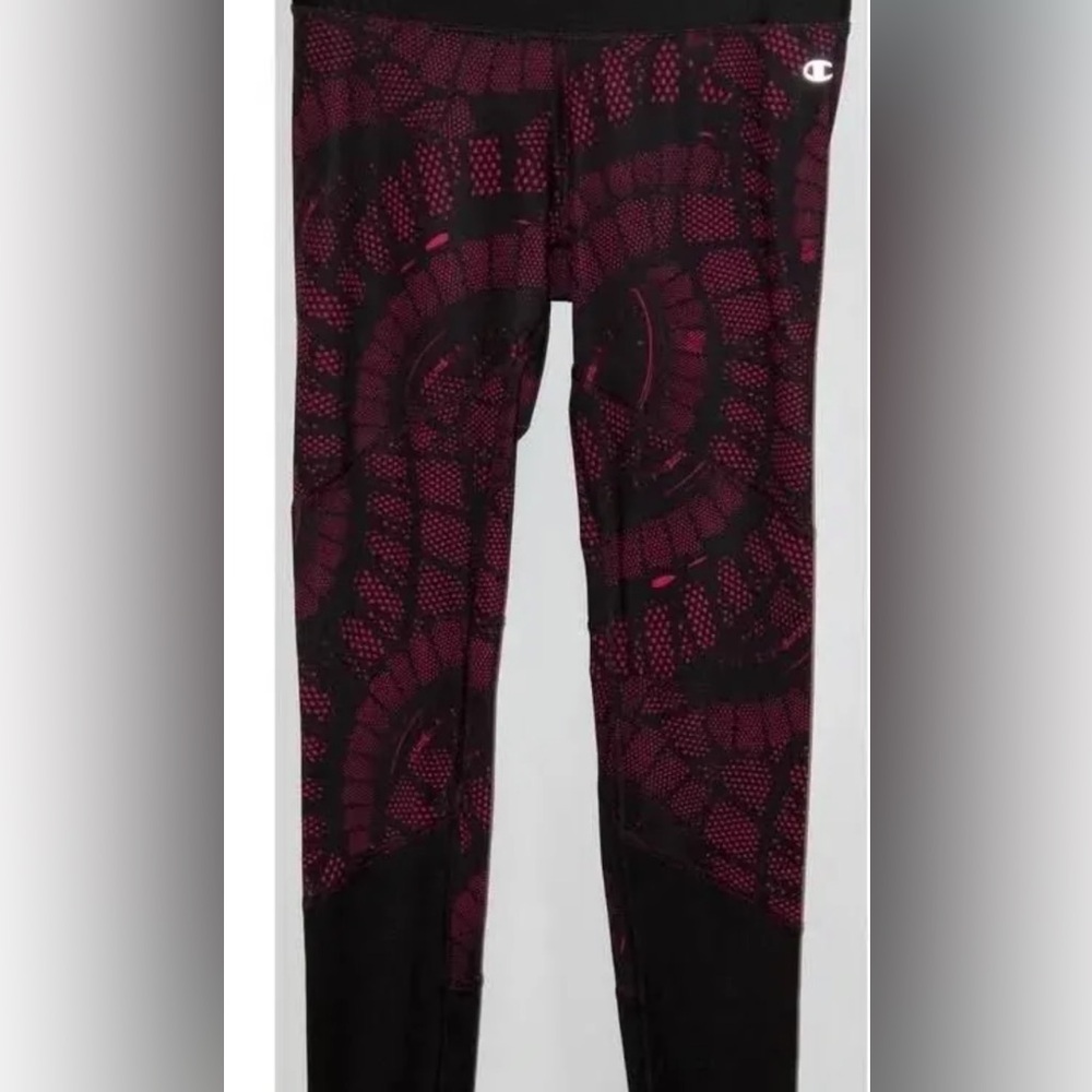 Champion 6.2 Black and Dark Red patterned full length Leggings